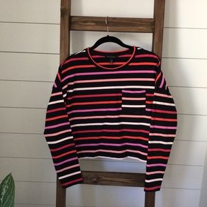 Banana Republic Long Sleeve Striped Crop Top